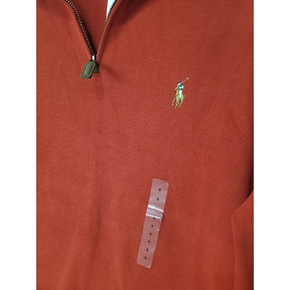 Polo Ralph‎ Lauren Cotton Rib 1/4 Zip Pullover Sweater Red Men's Small NEW!